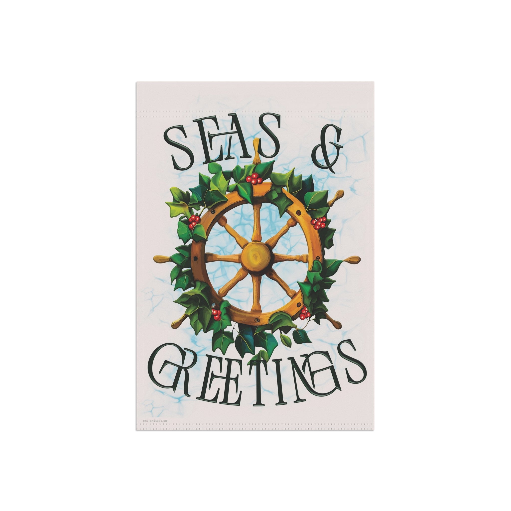 Seas and Greetings Nautical Christmas Flag