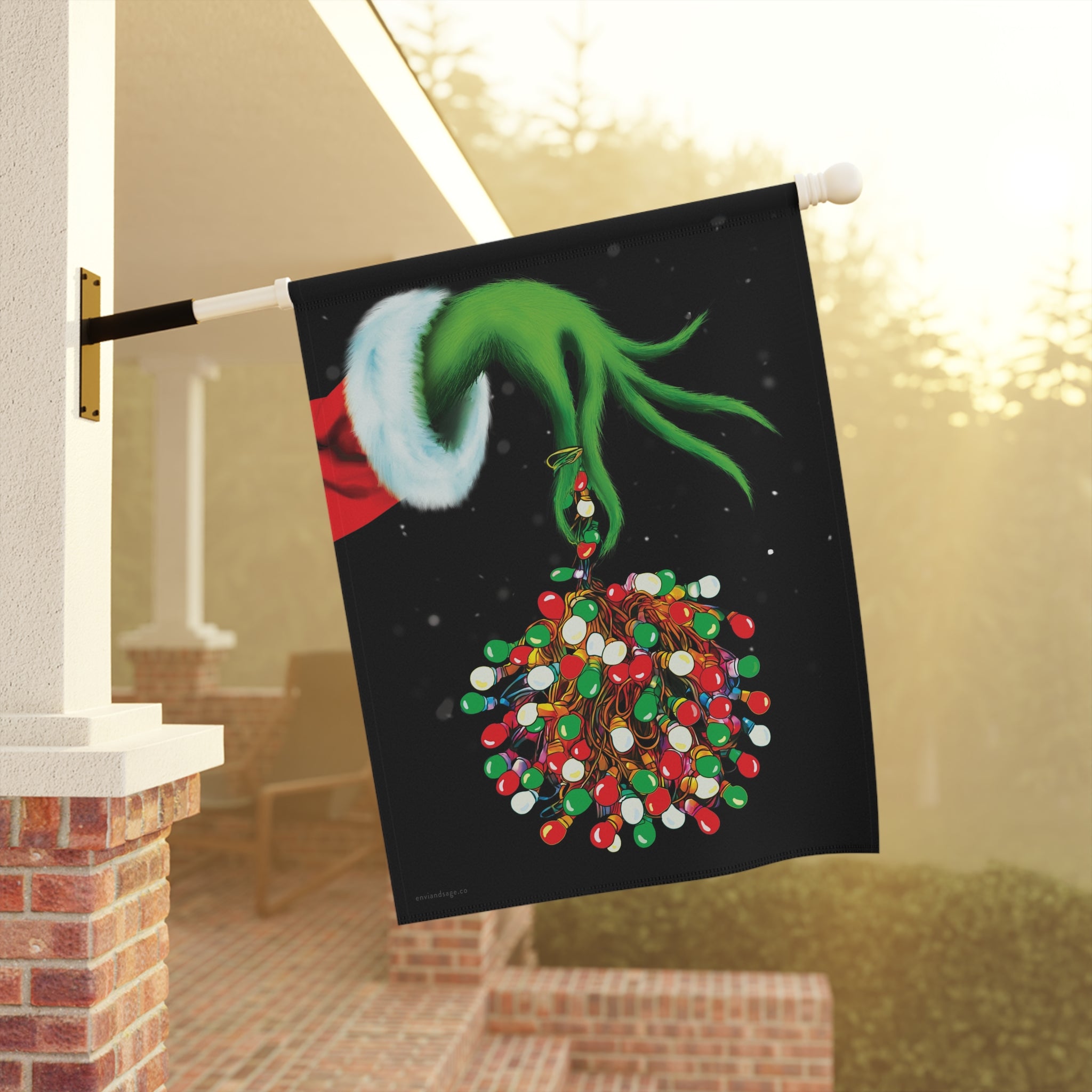The Grinch Tangled Lights Funny Christmas Flag