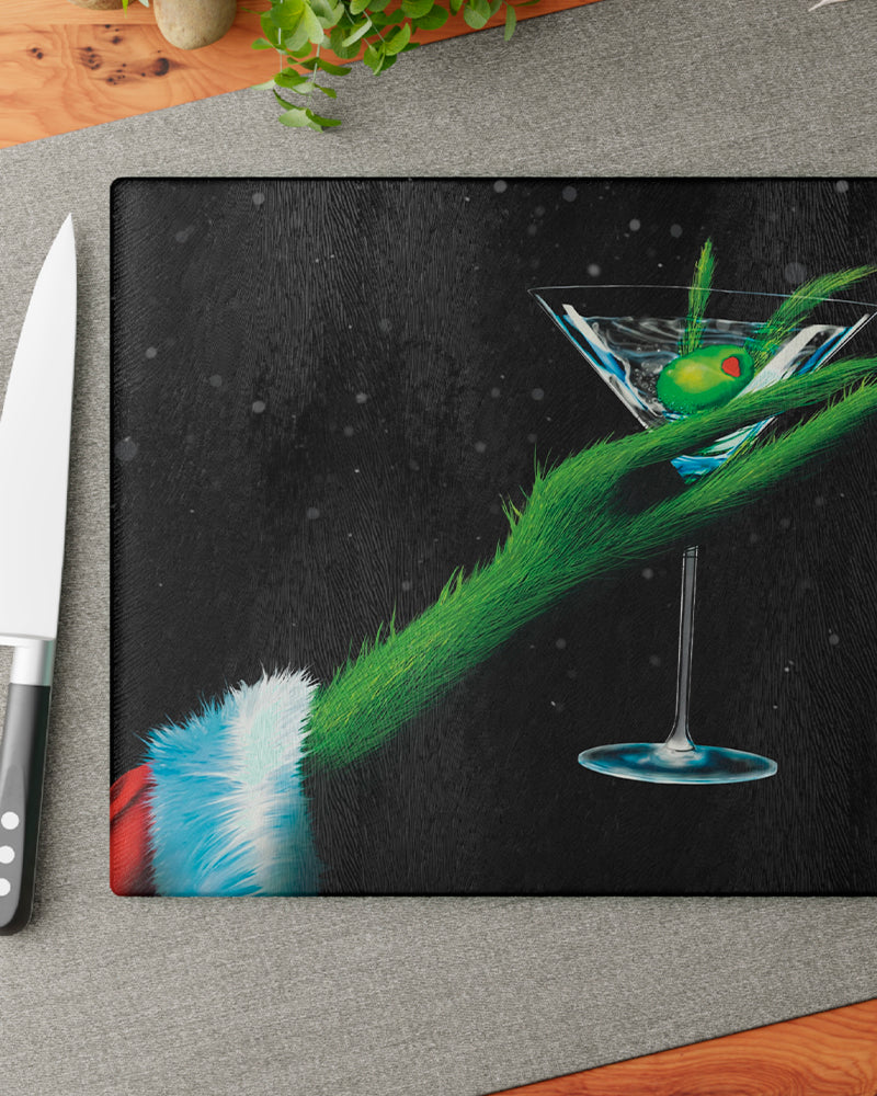 Pink and Green Diamond Glass Cutting Board